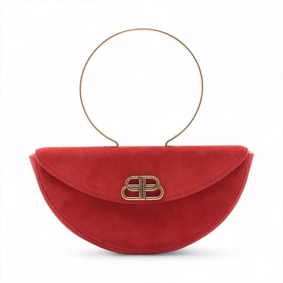 Balenciaga Handbags - Balenciaga Half Moon Suede Handbag Red